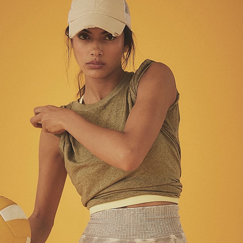 NEW Free People Keep Rolling Tee In Army